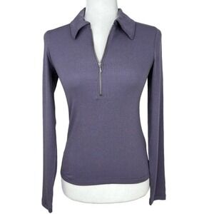 Everlane Women's NWT Purple‎ Quarter Zip Tencel Micro-Ribbed Polo Shirt XS/C31